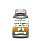 Calcium Magnesium Zinc + Vitamin D3 - 300 Tablets (100 Servings)